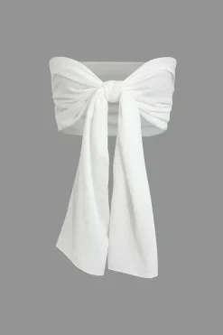 Strapless Bow Top and Ruffle Mini Skirt Set