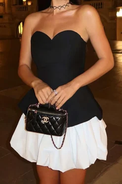 Strapless Patchwork Sleeveless Mini Dress