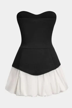 Strapless Patchwork Sleeveless Mini Dress