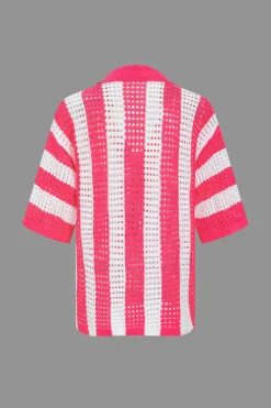 Stripe Knit Hollow Out Shorts Set