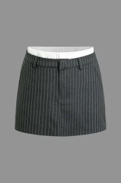 Stripe Print Color Block Double Waistband Skorts
