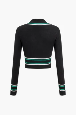 Stripe Print Knit Long-Sleeve Top