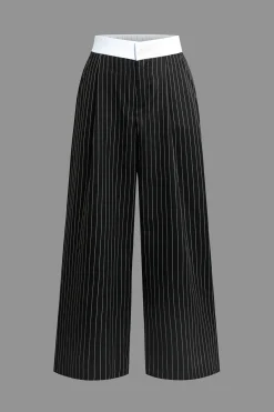 Stripe Print Low Waist Trousers