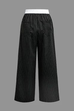 Stripe Print Low Waist Trousers