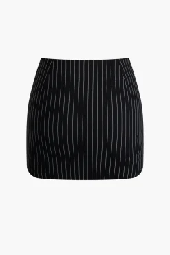 Stripe Print Tie Front Mini Skirt