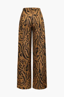 Stripe Print Wide Leg Trousers