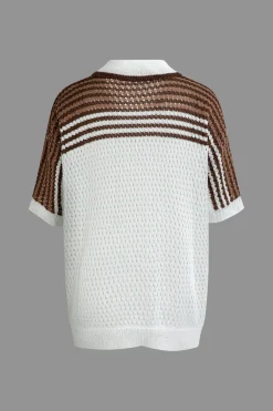 Striped Crochet Knit Cardigan and Shorts Set