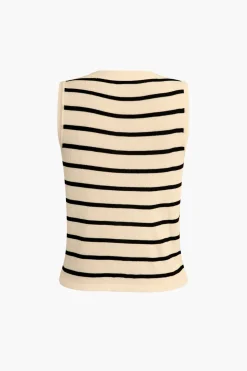 Striped Knit Sleeveless Vest And Shorts Set