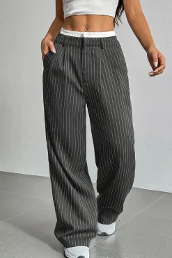 Stripes Print High Waist Trousers