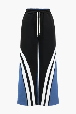 Stripes Print Patchwork Trousers