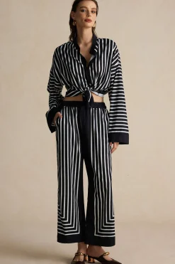 Stripes Print Shirt And Trousers Set