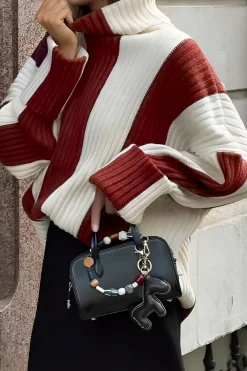 Stripes Turtleneck Sweater Long-Sleeve Top