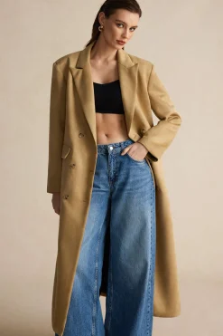 Suede Double-Breasted Coat