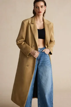 Suede Double-Breasted Coat