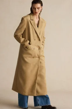 Suede Double-Breasted Coat