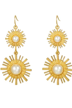 Sunburst Pearl Drop Earrings