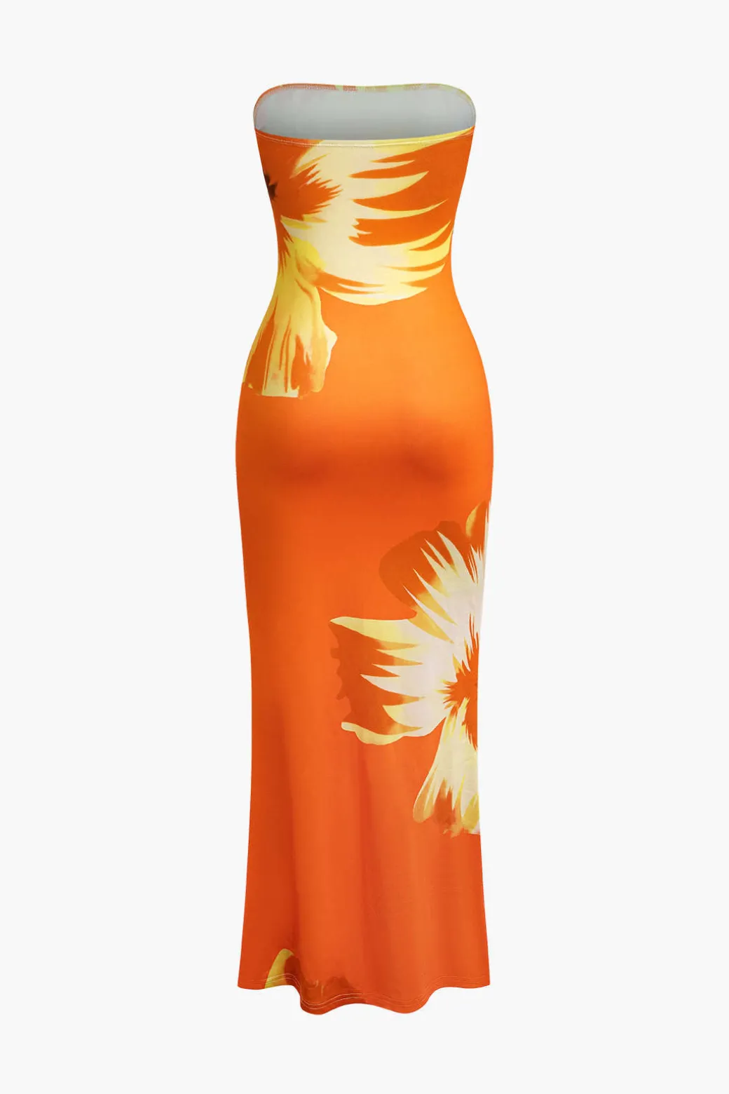Sunny Floral Cascade Strapless Midi Dress