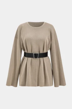 Sweater Belted Top And Pants Set