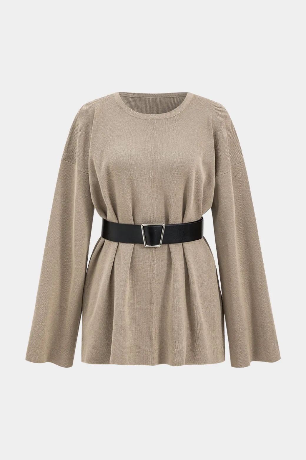 Sweater Belted Top And Pants Set