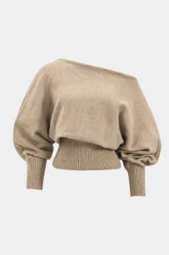 Sweater Boat Neck Gigot Sleeve Top And Shorts Set