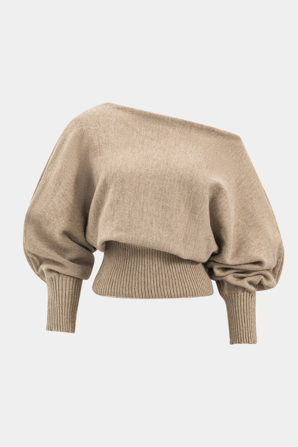 Sweater Boat Neck Gigot Sleeve Top And Shorts Set