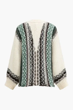 Sweater Button Patchwork Long-Sleeve Cardigan