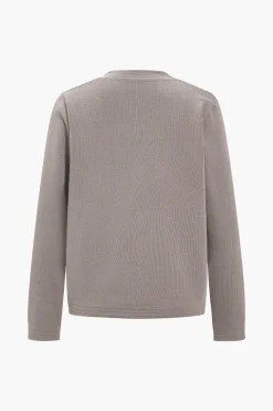 Sweater Button Pocket Round Neck Long-Sleeve Cardigan And Trousers Set