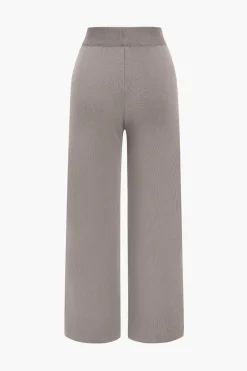 Sweater Button Pocket Round Neck Long-Sleeve Cardigan And Trousers Set