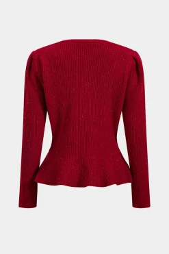 Sweater Button V-Neck Long-Sleeve Top