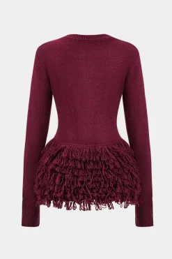 Sweater Fringe Round Neck Long-Sleeve Top