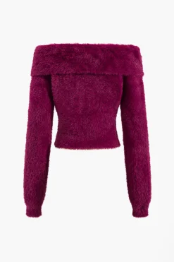 Sweater Off Shoulder Long-Sleeve Top