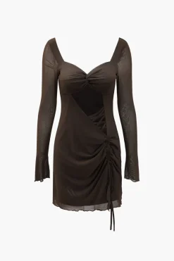 Sweetheart Neckline Mesh Cut Out Mini Dress