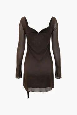 Sweetheart Neckline Mesh Cut Out Mini Dress