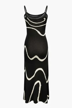 Swirl Stripe Knit Cami Midi Dress