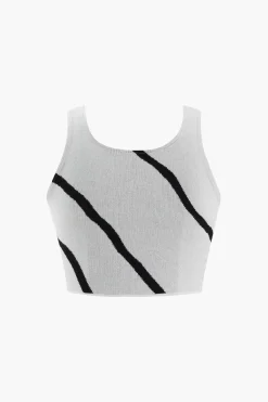 Swirl Stripe Knit Tank Top And Midi Skirt Set