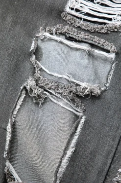 Tassel Ripped Frayed Straight Leg Jeans
