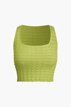 Textured Crop Tank Top And Skirt Set