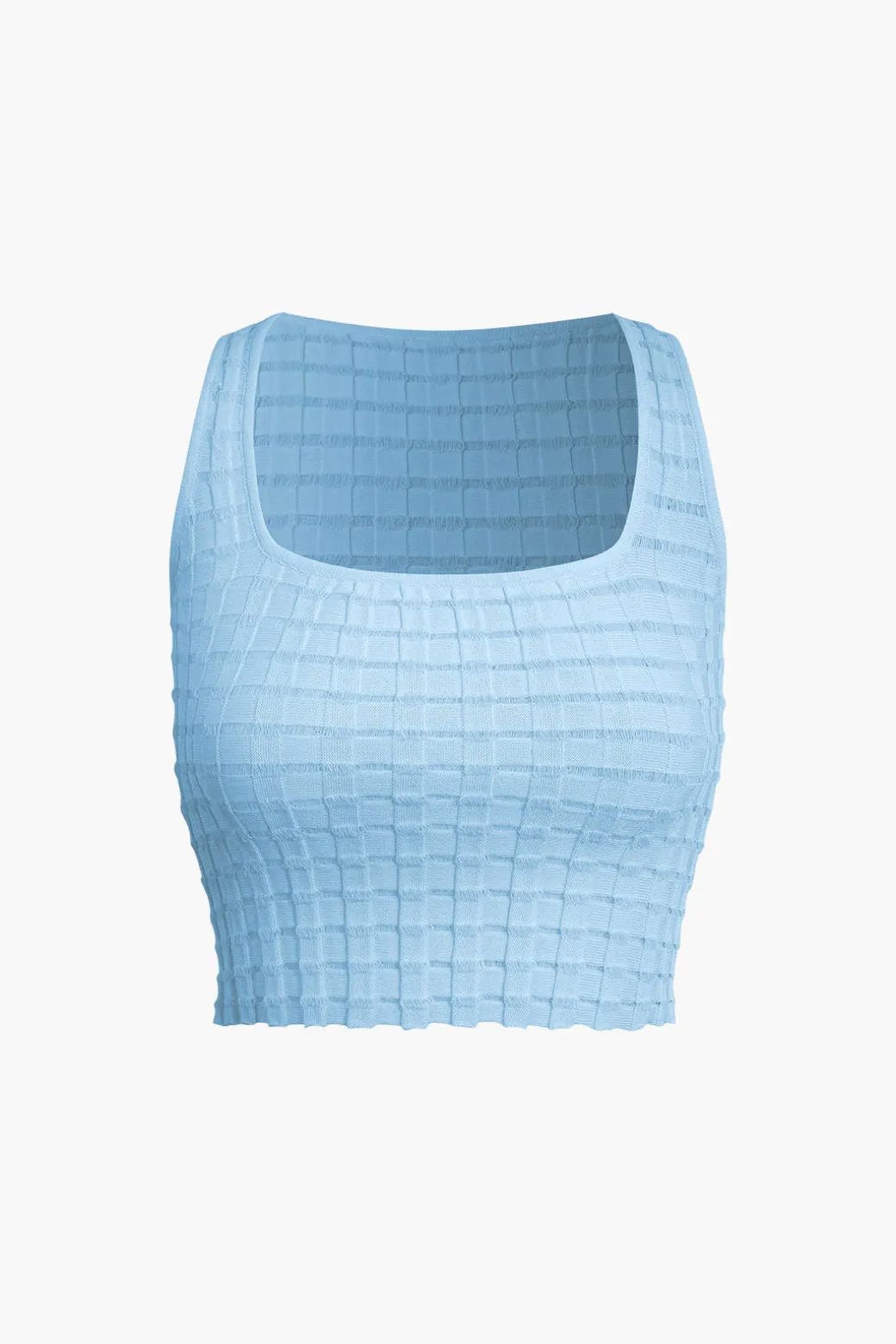 Textured Crop Tank Top And Skirt Set
