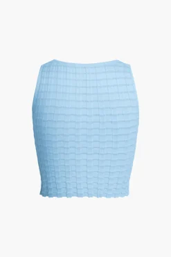 Textured Crop Tank Top And Skirt Set