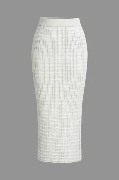 Textured Crop Tank Top And Skirt Set