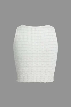 Textured Crop Tank Top And Skirt Set