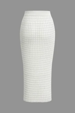 Textured Crop Tank Top And Skirt Set