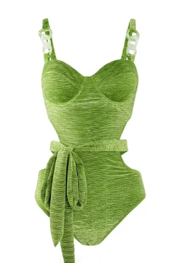 Textured Cut-Out Knot Tummy Control One-Piece Swimsuit