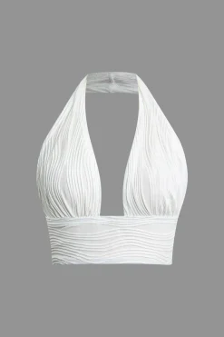 Textured Halter Backless Skirt Set