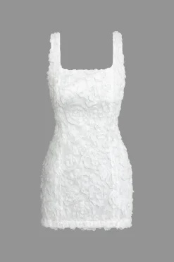 Textured Lace Up Tank Mini Dress