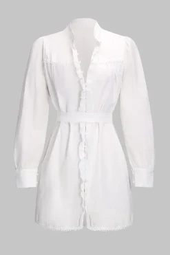 Tie Back Long Sleeve Mini Dress