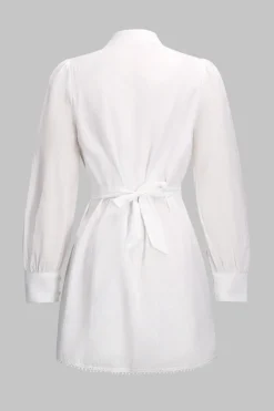 Tie Back Long Sleeve Mini Dress