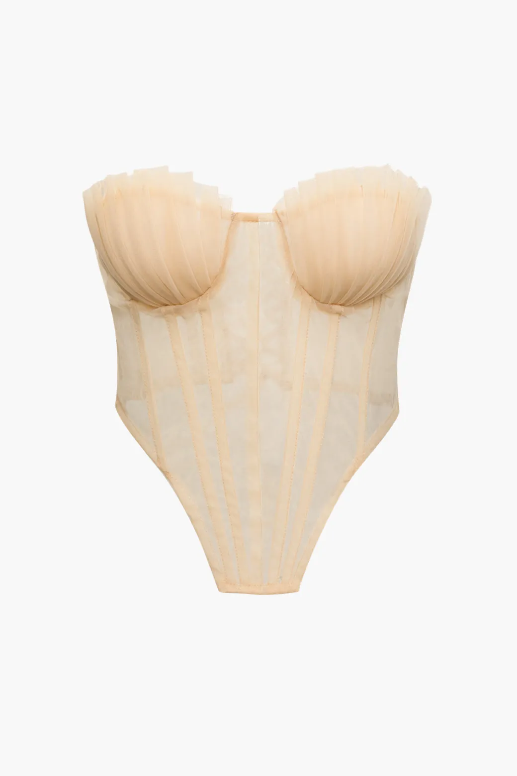 Tie Back Sheer Mesh Corset Strapless Top