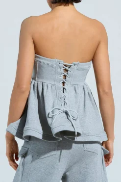 Tie Back Strapless Corset Tube Top
