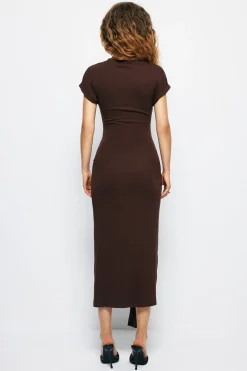 Tie Cut Out Ruched Midi Dress